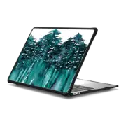 MacBook Air 13-inch (M1 / Intel) Impact Case FOREST THROUGH THE TREES - 5 Teal Blue Green White Watercolor Painting Chic Nature Fine Art Style Minimalist Outdoors Adventure Colorful Brushstrokes Modern Wanderlust Design