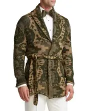 Purple Label Ralph Lauren Military Army Camo Officer Shawl Knit Sweater Cardigan