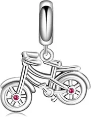 [LES FOLIES DI PAOLA GRIECO] Charm Bicycle Cycling Jersey Pink Pendant 925 Silver - Les Folies Fits Pandora Sterling Silver Cubic Zirconia, Sterling Silver, Cubic Zirconia