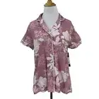 BCBGMaxazria Floral Mauve Shadows Pajama Shirt Womens S Small Button Front Top