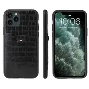 For iPhone 11 Pro Case Crocodile Pattern PU Leather Wallet Cover Black