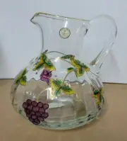 Water Pitcher Vase Art Nouveau Victorian Grape Clusters Vines by Crystal Clear