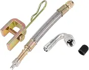 X AUTOHAUX 1 Set 45 Degrees Copper Tire Valve Extension with Flexible Stainless Steel 125mm Tyre Valve Stem Extender for Car Motorcycle RV Truck Bike