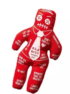 Voodoo Doll 8-inch with 6 Pins RED Bad Boss Novelty or White Elephant gift