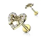 Piercing Labret Ear Heart And Ribbon Golden
