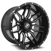 20x10 XF Off-Road XF-222 Gloss Black & Milled Wheel 8x6.5/8x180 (-12mm)