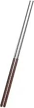 Kichvoe 1 Pair Long Cooking Chopstick Stainless Steel Chopstick with Wooden Handle 40cm Chinese Long Hot Pot Chopstick Wooden Frying Chopstick for Hot Pot Frying Noodle Cooking Favor