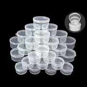 30 pcs plastic cosmetic jar 5/10/20ml clear case with snap lids portable,Travel Storage Cosmetic Samples Beauty Products Mini Containers with Lids, Airtight Cosmetic Containers with Lids.
