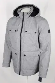 Tommy Hilfiger Men's Coat Sherpa Lined Softshell Jacket Gray Four Snap Pockets