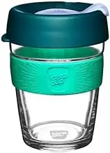 KeepCup Brew, Reusable Coffee Cup - Tempered Glass and Splashproof Sipper Lid, Medium 12oz/340ml - Eventide