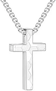 [P. BLAKE] P.BLAKE Soccer Cross Necklace for Boys Boys Men, Stainless Steel Cross Pendant Chain 16/18/20/22/24 Inches Soccer Accessories Religious Sports Jewelry Gifts