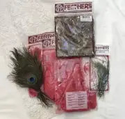 Lot 6 Bundle Striped Fancy Vintage USA Pheasant Craft Feathers Real Peacock