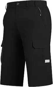 [Generic] Memory Foam Plush Men's Athletic 3/4 Compression Pants Sports Performance Active Cool Dry Running Tights Capri Athletic Leggings Yoga Gym Base Layer Polyester Pants (#A-Black, XXL)