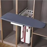Ironing Board Wooden Folding Ironing Board Rotatable 180° Drawer Ironing Platform with Heat-Resistant Cover for Space Saving,Retractable Pull Out Ironing Board Closet Sliding Foldable Ironi