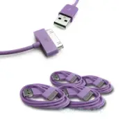 4PCS 6FT USB SYNC DATA POWER CHARGER CABLES IPAD IPHONE IPOD CLASSIC NANO PURPLE