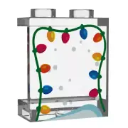 Window with Christmas Lights - Custom Printed LEGO 1x2x2 Panel made using LEGO p