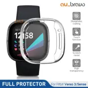 For Fitbit Versa 3/ Sense Case Silicone Crystal TPU Screen Protector Frame Cover