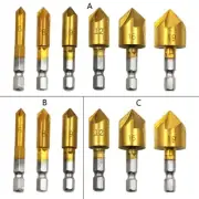 Hexagonal Shank Center 6mm-19mm Titanium-plated Five-blade Chamfering