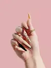 Nude Leopard Print Black Long Coffin Press On Nails 24pcs Fake Nails with Glue