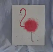 Hand Painted By Artist Pink Flamingo On A Flat Canvas Board Whimsical Art Decor