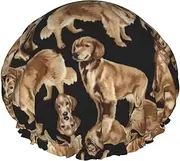 Golden Retrievers Print Various Activities Shower Cap Reusable Soft And Lightweight Bath Hair Cap Long Hair