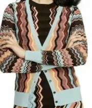 *MISSONI FOR TARGET 20TH ANNIVERSARY KNIT MULTI COLOR ZIG ZAG CARDIGAN SWEATER