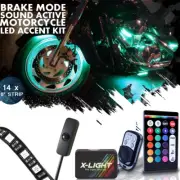 14x Suzuki Motorcycle Remote Neon LED Accent Underglow Kit w Brake Light Feature