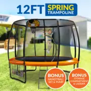 New 12ft Trampoline Basketball Set Free Ladder Spring Net Safety Pad Cover Round