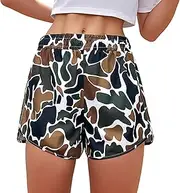[YIowcoo] Women's Fashionable Camouflage Elastic high Waisted Casual Shorts, Suitable for Spring and Summer Vacation (S-2XL)