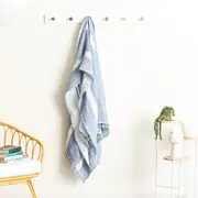 Renee Taylor Ray Striped Vintage Washed Yarn Dyed Textured Cotton Throw 130 x 200 Cms Artic