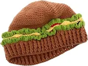[VERDANVERSE] Cartoon Hamburger Hat Comfortable Soft Cotton Warm Knit Cap for Outdoor Sports Travel