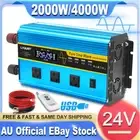 2000W 4000W Pure Sine Wave Power Inverter 24V to 240V 4USB 3AC Remote Control