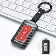 ontto ABS Car Key fob Cover Keyring for Mitsubishi ASX Outlander L200 Eclipse Lancer 10 Pajero Sport Accessories Remote Key Shell Plastic Silicone Key case Key Holder Protector 3 Buttons Carbon Red