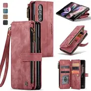 Phone Case For Samsung Galaxy Z Fold 5 Z Fold 4 Z Fold 3 Wallet Case Flip Zipper Full Body Protective Retro PU Leather