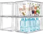 4Pack Large Stackable Kitchen Storage Drawers, Clear Foods Organizer Bins wit...