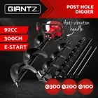 Giantz 92CC Post Hole Digger Petrol Motor Fence Borer Extension Auger Bits Kits