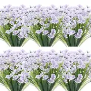 Artificial Flowers 8 Bundles UV Resistant Original Craftsmanship Fake 3-white