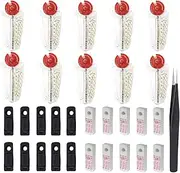 AMSNINK 10 Flints and 10 Wick Set for Zippo & Clipper, 31-Piece Petrol Lighter Accessories with Pads, Felt and Tweezers - Complete Maintenance Kit for Lighter