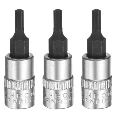 3pcs H3 Hex Bit Socket 1/4" Square Drive Metric Extension Impact Bit, Black