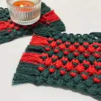 在飛比找蝦皮購物優惠-紅配綠聖誕杯墊 編織墊 手工編織 聖誕禮物 交換禮物