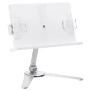 Metal Book Stand with 360° Rotating Base Page Clips for Textbook Tablet, Grey