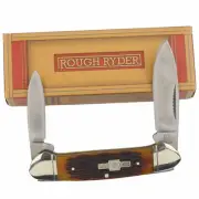Rough Ryder Canoe Folding Pocket Knife Amber Jigged Bone RR048