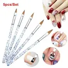 5X Sable Kolinsky Acrylic Nail Art UV Gel Carving Brush Glitter Pen Set Tools AN