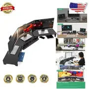 60-Inch Adjustable Bamboo Monitor Stand Riser for 3 Monitors - Ergonomic Design