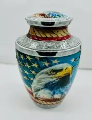 Bold And Devine Retro American Flag Large Urn Aluminum 9.5”