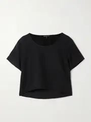 [James Perse] James Perse - Cropped Linen-canvas T-shirt - Black - 3 3 Black