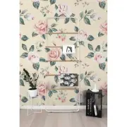 Vintage roses removable wallpaper Girl room Nursery wall mural Floral Flowers