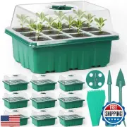 Sfee 10 Pack Seed Starter Tray Kit, 120 Cells Seedling Starter Trays with Hum