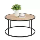 Maestro Furniture Chevron Round Wood Top Metal Frame Coffee Table - Black & Ash