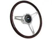 1968-91 Ford Classic Espresso Wood 9-Bolt Steering Wheel Kit, Blue Oval Emblem (for: Ford)